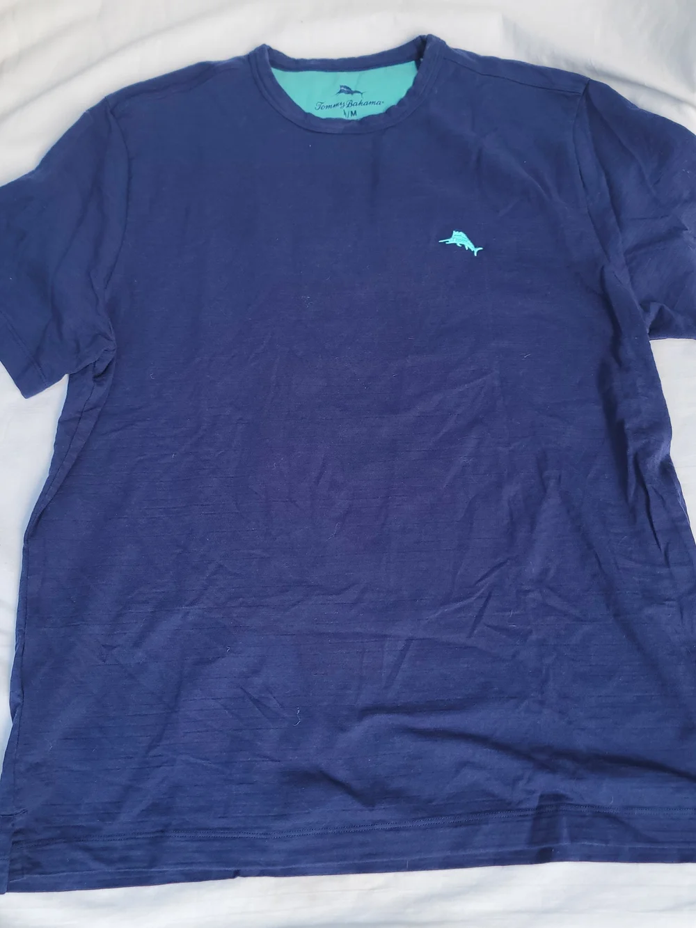 Tommy Bahama Navy Short-Sleeve Crew Tee with Aqua Marlin Logo